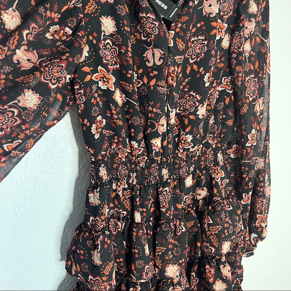 Express Long Sleeve Paisley Ruffle skirt Dress size XXS - Picture 6 of 15